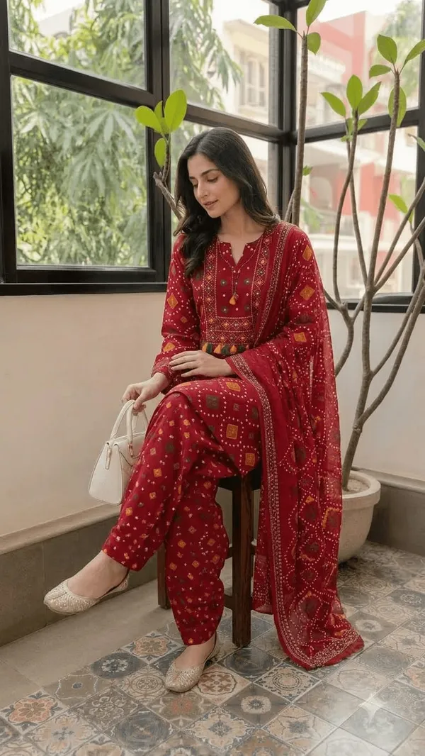 Maroon_Printed_Kurta_Palazzo_Set_with_Matching_Dupatta_for_Women_|_Traditional_Ethnic_Festive_Wear