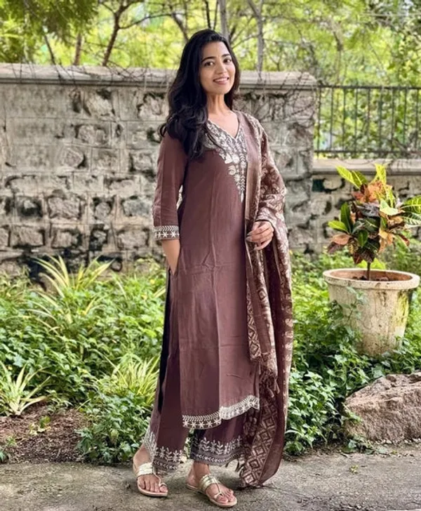 Mocha_Brown_Ethnic_Printed_Kurta_Set_with_Dupatta