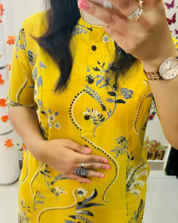 Mustard_Yellow_Floral_Button-Down_Kurta_Set