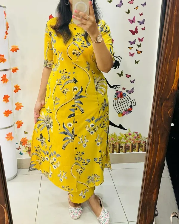 Mustard_Yellow_Floral_Button-Down_Kurta_Set