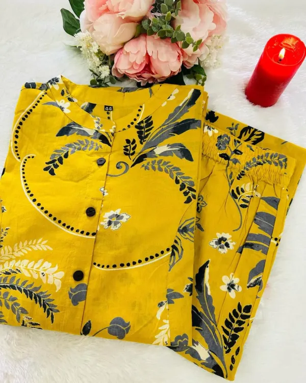 Mustard_Yellow_Floral_Button-Down_Kurta_Set