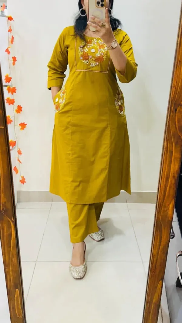 Mustard_Yellow_Floral_Embroidered_Straight_Kurta_Set