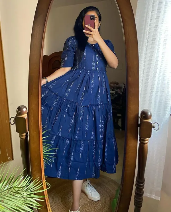 Navy_Blue_Ikat_Tiered_Midi_Dress