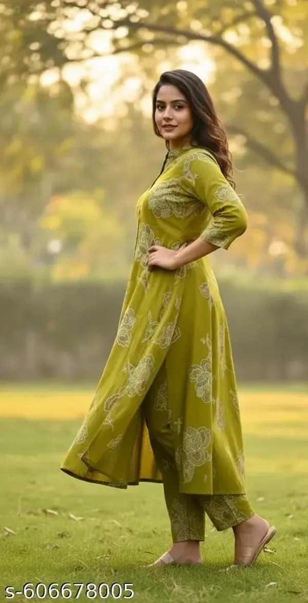 Olive_Bloom_Printed_A-Line_Kurta