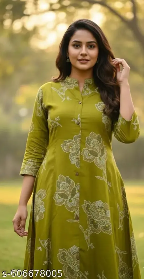 Olive_Bloom_Printed_A-Line_Kurta