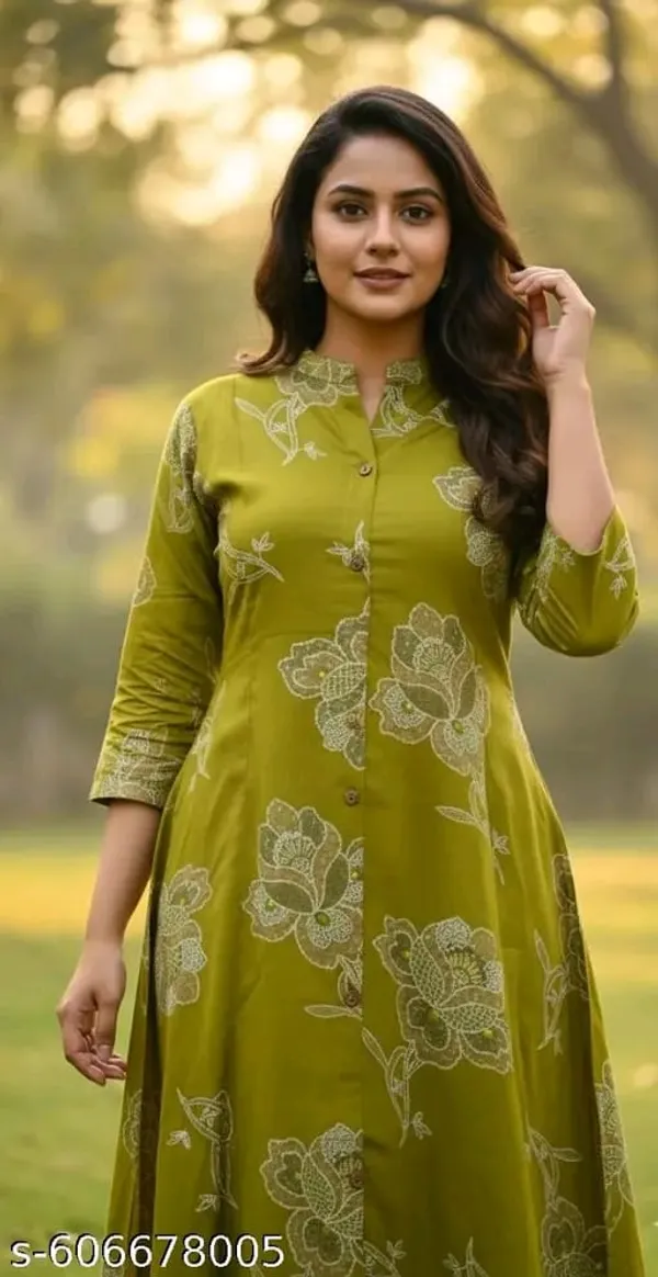 Olive_Bloom_Printed_A-Line_Kurta
