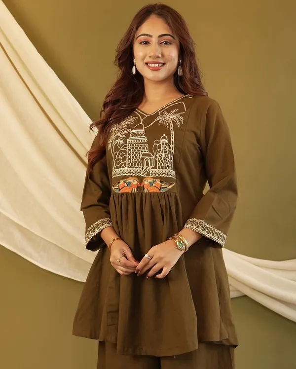 Olive_Green_Peplum_Kurta_Set_with_Heritage_Embroidery