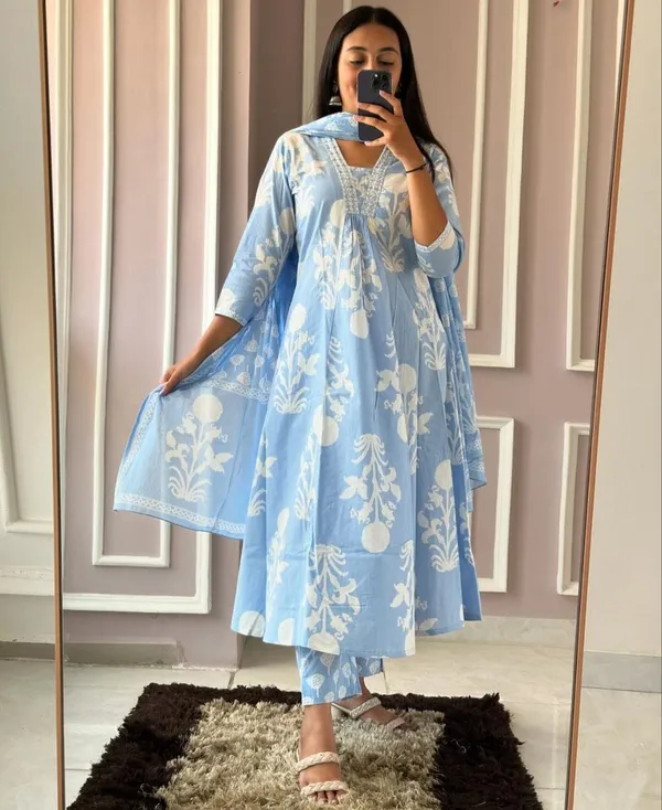 Powder_Blue_Floral_Anarkali_Kurta_Set_with_Dupatta