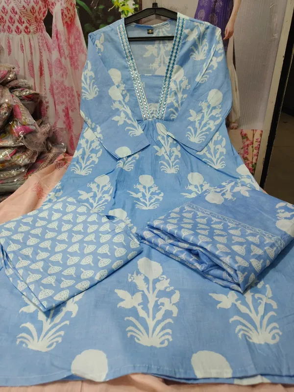 Powder_Blue_Floral_Anarkali_Kurta_Set_with_Dupatta
