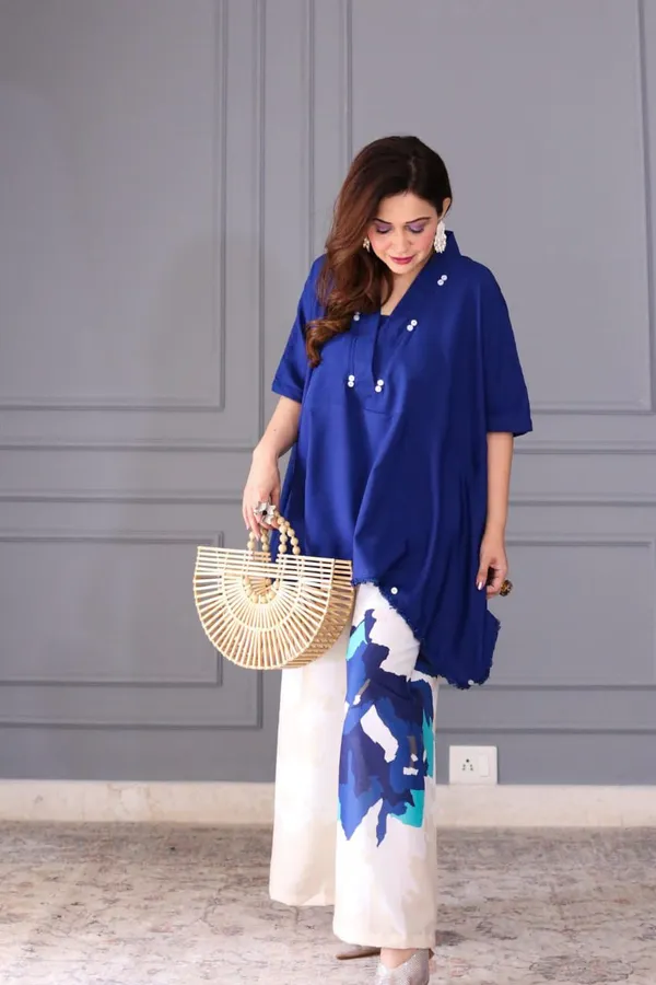 Royal_Blue_Asymmetric_Kurti_with_Abstract_Printed_Palazzo_Pants