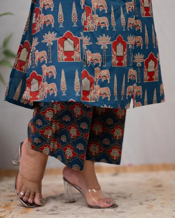 Royal_Blue_Heritage_Print_Kurta_Set