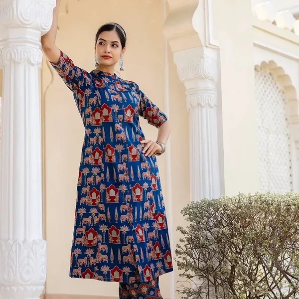 Royal_Blue_Heritage_Print_Kurta_Set