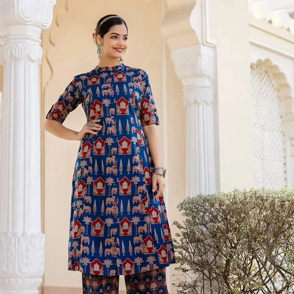 Royal_Blue_Heritage_Print_Kurta_Set