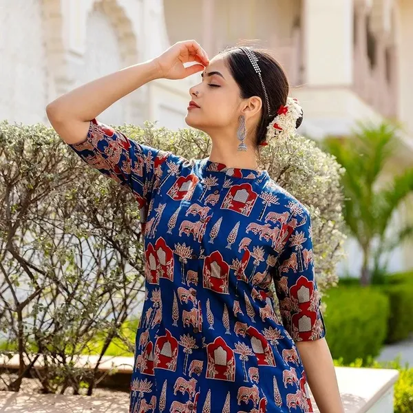 Royal_Blue_Heritage_Print_Kurta_Set