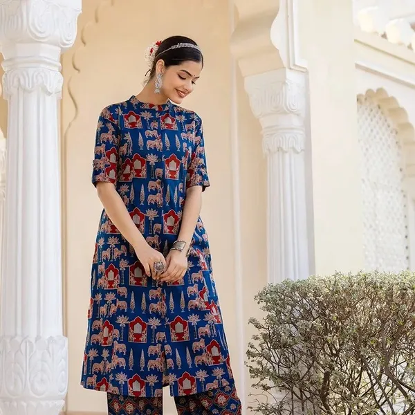 Royal_Blue_Heritage_Print_Kurta_Set