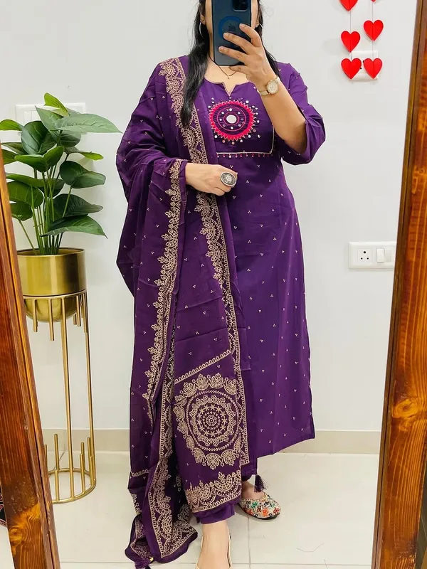 Royal_Purple_Embroidered_Cotton_Kurta_Set_with_Dupatta