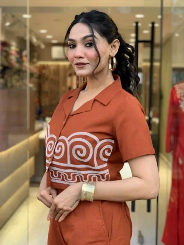 Rust_Co-ord_Set_with_Geometric_Embroidered_Detailing