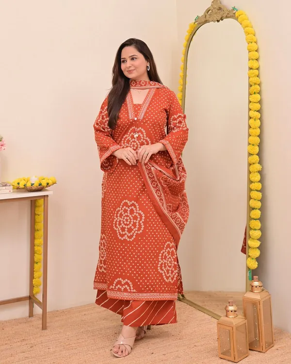 Rust_Orange_Bandhani_Print_Kurta_Set_with_Dupatta