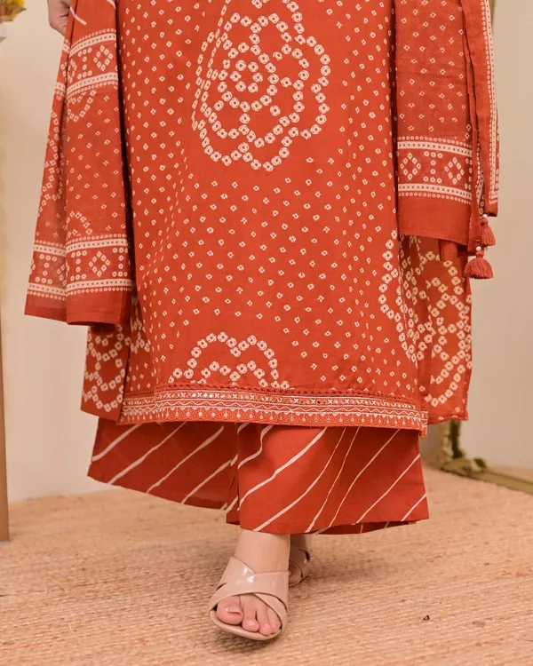 Rust_Orange_Bandhani_Print_Kurta_Set_with_Dupatta