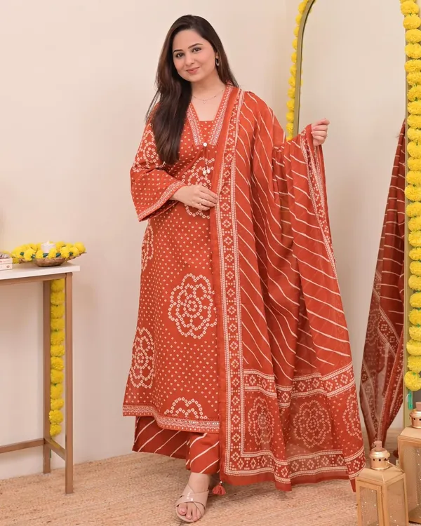 Rust_Orange_Bandhani_Print_Kurta_Set_with_Dupatta