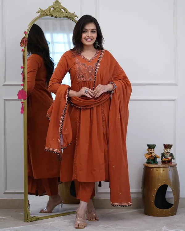 Rust_Orange_Embroidered_Kurta_Set_with_Dupatta