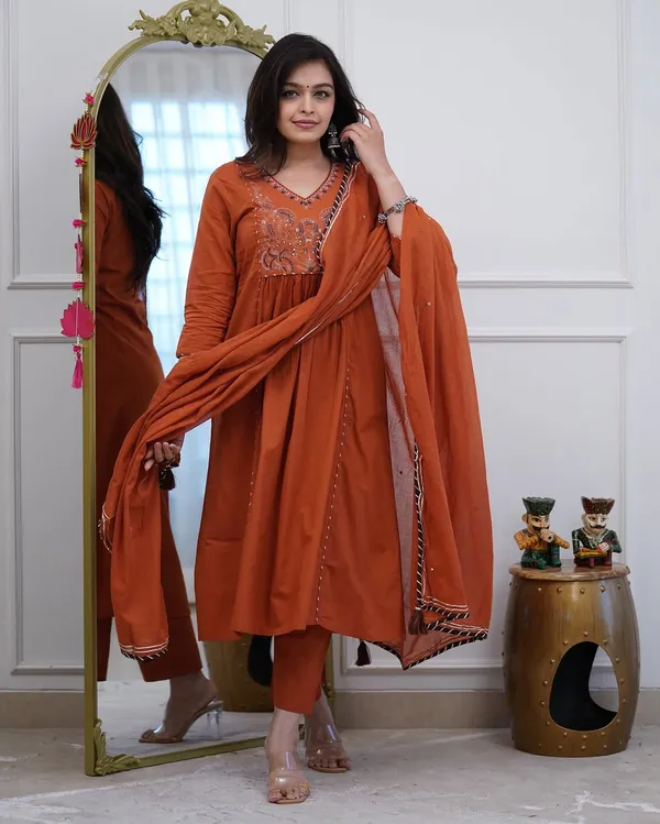 Rust_Orange_Embroidered_Kurta_Set_with_Dupatta