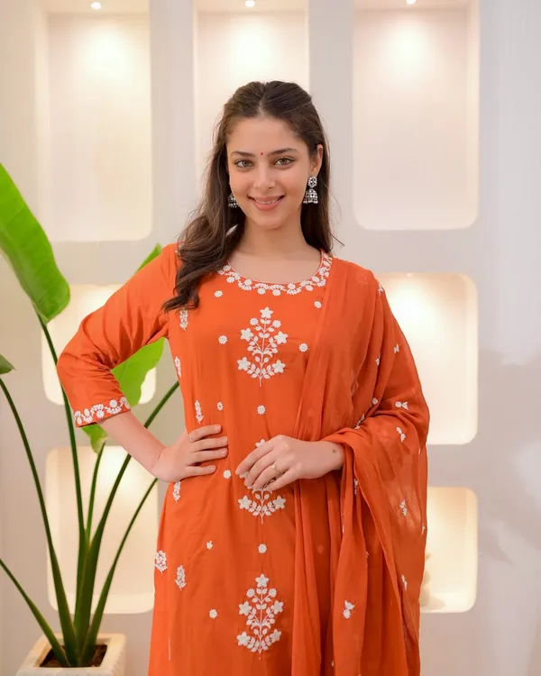 Rust_Orange_Embroidered_Straight_Kurta_Set