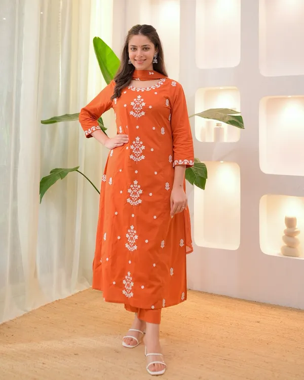 Rust_Orange_Embroidered_Straight_Kurta_Set