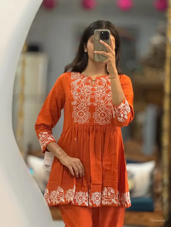 Rust_Orange_Floral_Embroidered_Co-Ord_Set