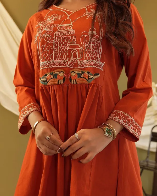 Rust_Orange_Peplum_Kurta_Set_with_Heritage_Embroidery