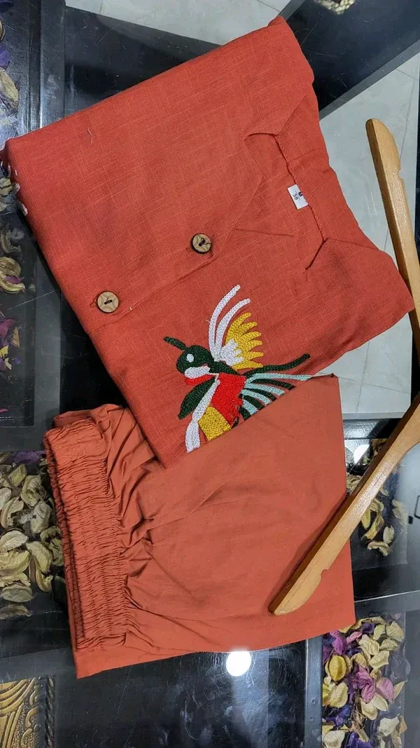 Rust_Sleeveless_Bird_Embroidered_Co-ord_Set