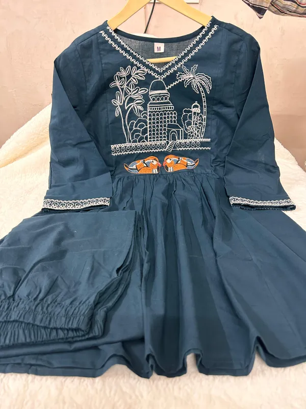 Teal_Blue_Kurta_Set_with_Heritage_Embroidery