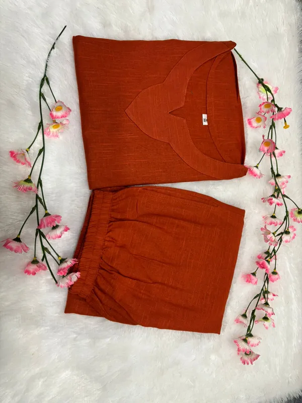 Orange_Cotton_Loose_Solid_Co_Ord_Set_For_Women