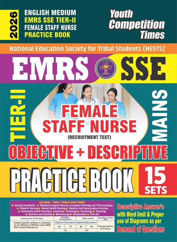EMRS_SSE_Tier_II_Female_Staff_Nurse_Practice_Book_15_Sets_2026_English_Medium