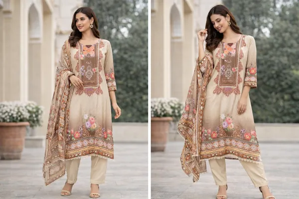 Beige_Elegant_Printed_Kurta_Set_With_Floral_Design_And_Dupatta_For_Women