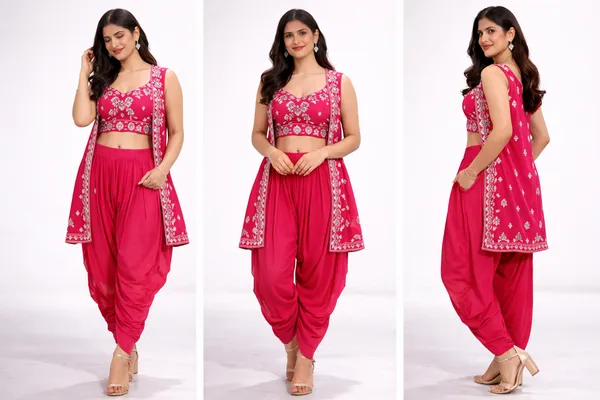 Rani_Pink_Embroidered_Dhoti_Style_Co_Ord_Set_With_Shrug_For_Women