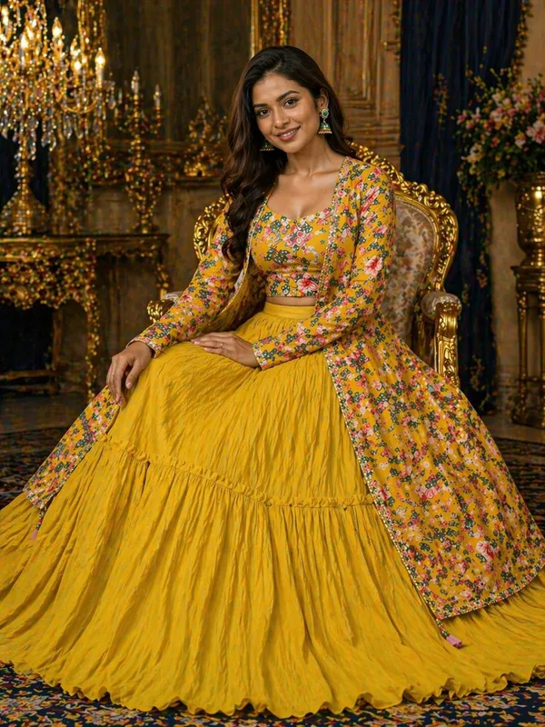 Floral_Yellow_Lehenga_Set_with_Shrug