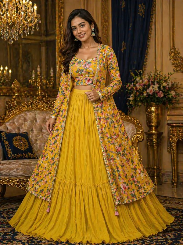 Floral_Yellow_Lehenga_Set_with_Shrug
