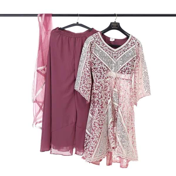Mauve_Pink_Elegant_Mirror_Work_Kurta_Set_With_Palazzo_And_Dupatta_With_Readymade_Blouse_For_Women