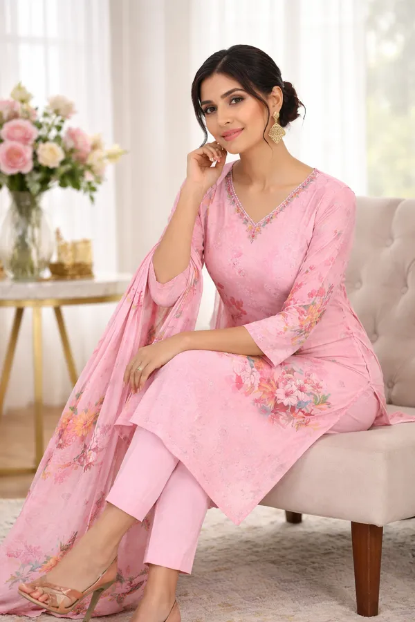 Pink_And_Blue_Aqua_Elegant_Readymade_Salwar_Suit_And_Printed_Kurta_Set_With_Dupatta_For_Women_Pack_Of_2