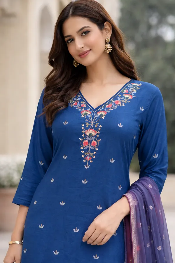 Blue_Elegant_Embroidered_Kurta_Set_With_Dupatta_For_Women