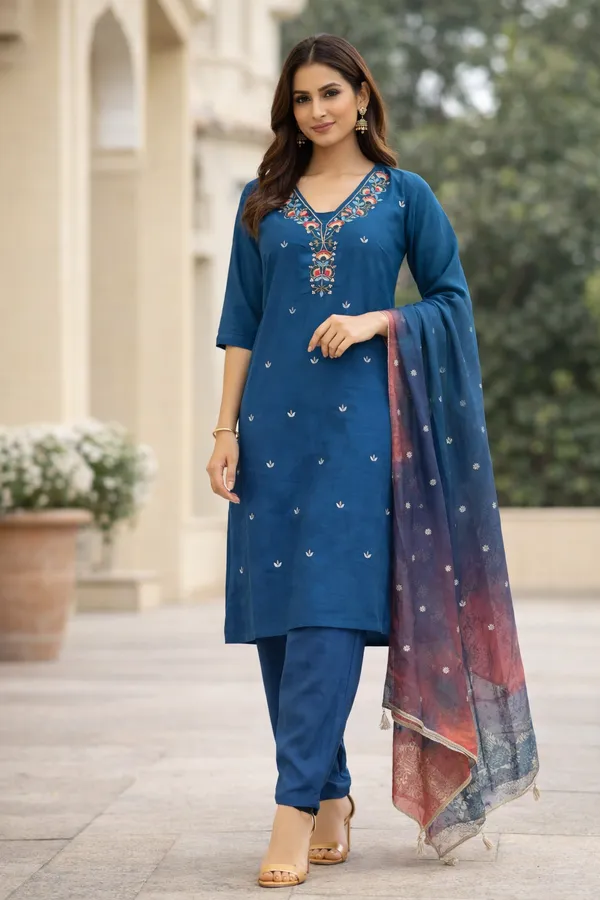 Blue_Elegant_Embroidered_Kurta_Set_With_Dupatta_For_Women
