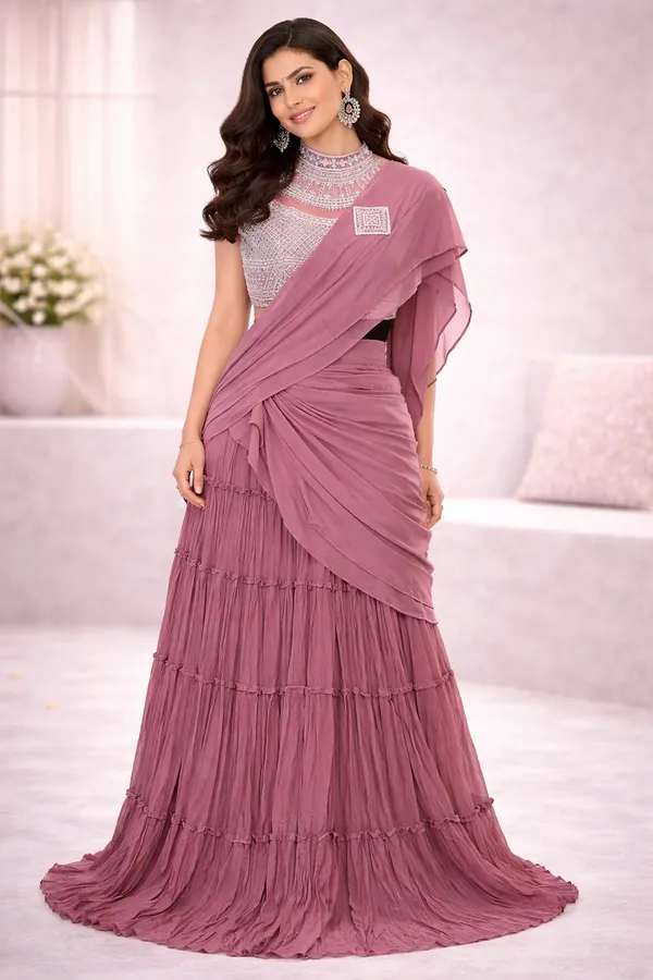 Mauve_Pink_Designer_Ruffle_Lehenga_Saree_With_Embroidered_Blouse_For_Women