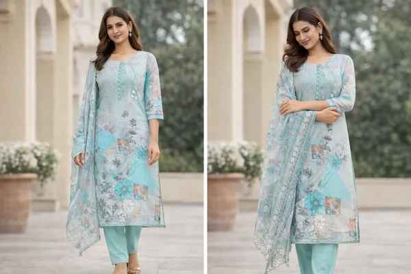 Aqua_Blue_Floral_Print_Traditional_Regular_Fit_Solid_Salwar_Suit_With_Dupatta_For_Women