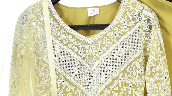 Lemon_Yellow_Embroidered/Mirror_Work_Kurta_Set_With_Plain_Blouse,_Palazzo_And_Plain_Dupatta_For_Women