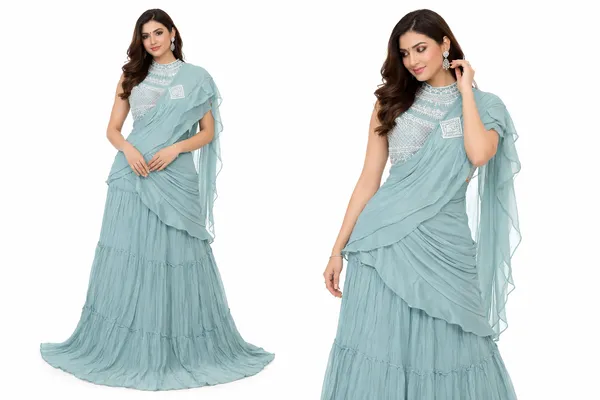 Sea_Green_Elegant_Designer_Lehenga_Saree_With_Embellished_Blouse_For_Women