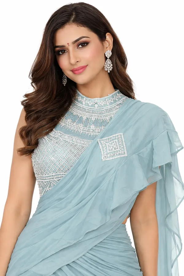 Sea_Green_Elegant_Designer_Lehenga_Saree_With_Embellished_Blouse_For_Women