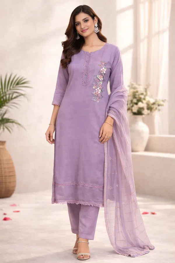 Lavender_Elegant_Embroidered_Kurta_Set_With_Dupatta_For_Women