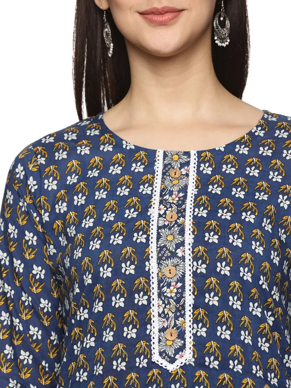 Dark_Blue_Cotton_Rayon_Floral_Printed_Straight_Kurta_&_Pant_Set_For_Women