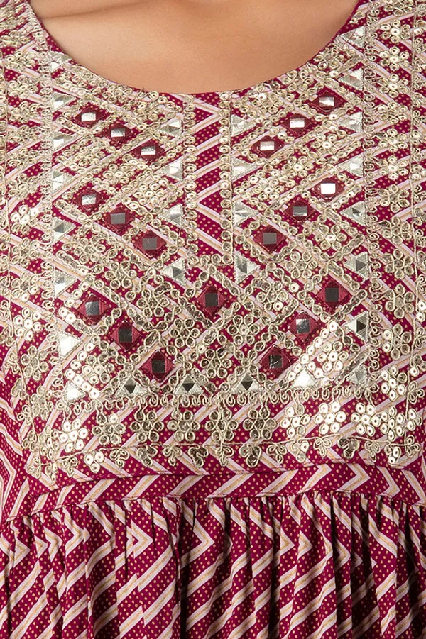 Wine_Cotton_Embroidered_Kurta,_Pant_&_Dupatta_Set_For_Women